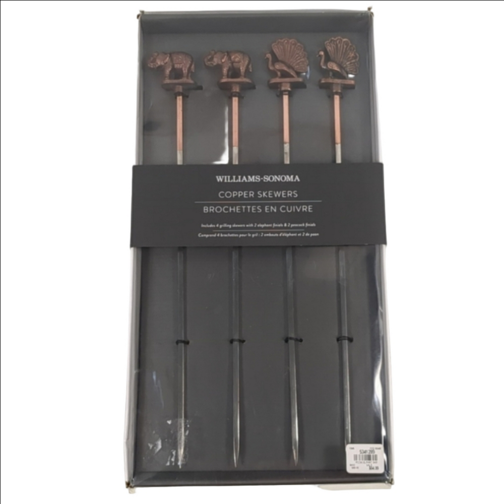 Vintage Williams Sonoma Copper And Stainless Steel Skewers Set of 4 new in box